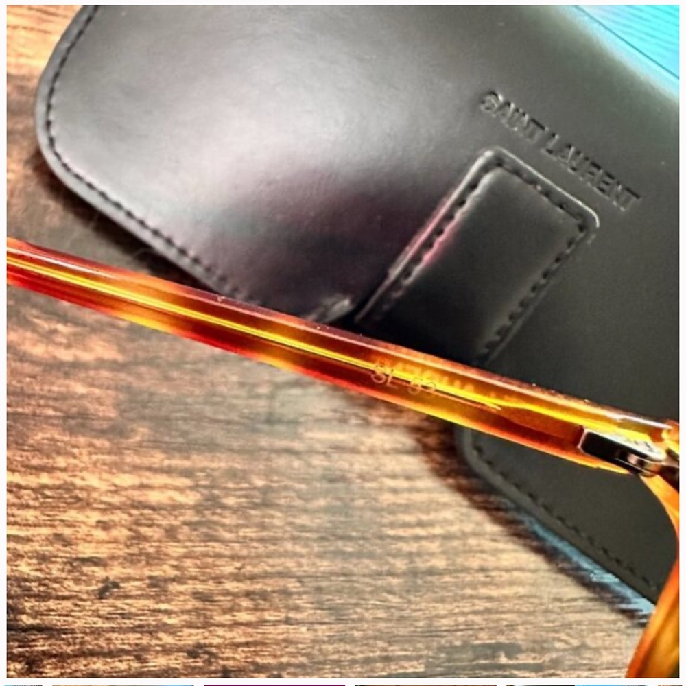 Saint Laurent Tortoise Shell Sunglasses with Havana Green Lenses - Picture 10 of 10